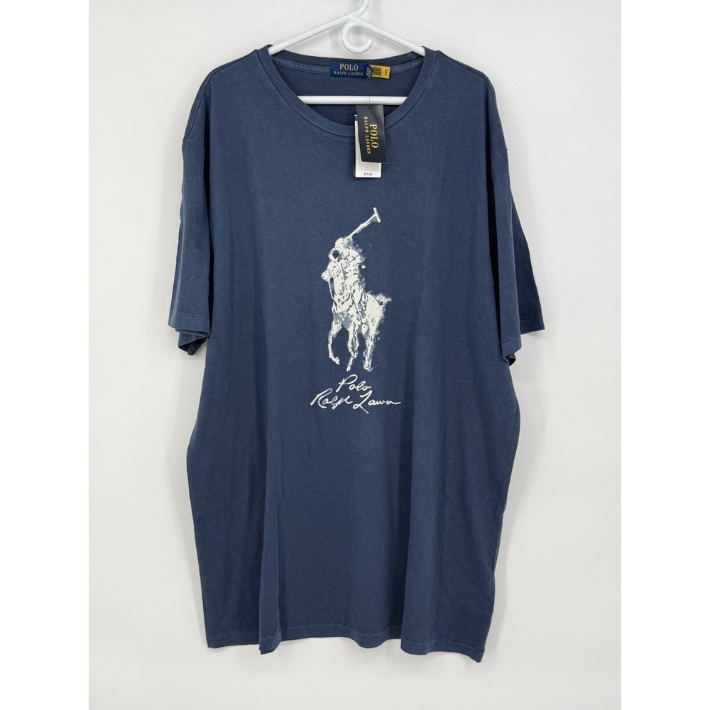 Polo Ralph Lauren Men's Blue Tshirt with Printed Big Pony 2XLT NWT